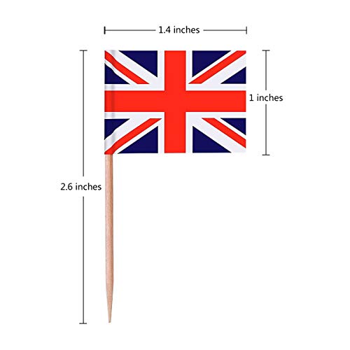 Topoox 100 Pack British Flag Party Cupcake Picks Toothpick Flag Dinner Flags Cake Toppers Decorations - Thumbnail 2