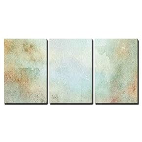 Abstract Light Blue and Beige Watercolor Background x3 Panels