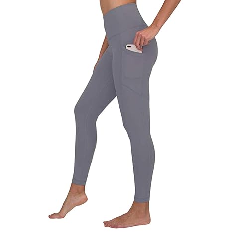 Muamaly Yogahosen für Damen mit Taschen, Sport Leggings High Waist Stretch Lang Einfarbig Sporthosen Fitnesshose Jogginghose 