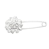 Housweety 10 Silver Plated Flower Safety Pins Brooches 5.7x2.4cm