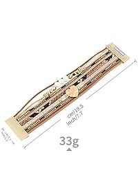 Jenia - Pulsera de piel para mujer, diseño de corazón bohemio, hecha a mano, para niñas, madre, esposa, mujer, amante