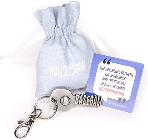 key2Bme Baseball Keychain and Inspirational Quote - Great Gift for Coaches, Teams, and Players (1-Pack)