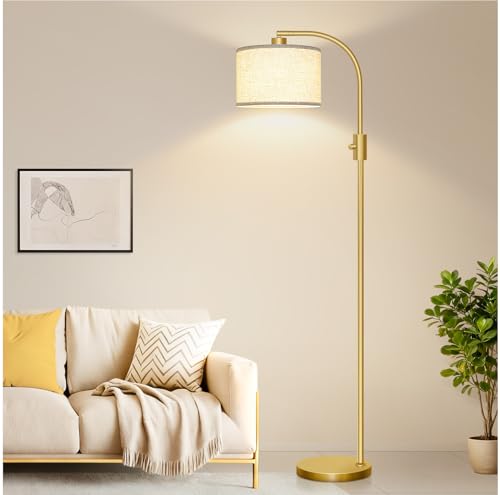 Nintiue Arc Dimming Floor Lamp, 1200LM LED Bulb Included, Floor Lamp Living Room Floor Lamp with Beige Shade and Heavy Base for Living Room Bedroom