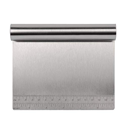 Bench Scraper Chopper Stainless Steel Kitchen Food Scraper Icing Smoother Blade with Measuring Scale for Dough, Cake, Pizza by PROKITCHEN