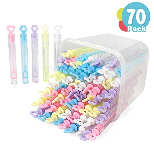 YouCute Mini Bubble Wand 70 Pack Toys, Bubbles Party Favors for Kids, Bulk Bubble Party Supplies, Spring Summer Autumn Outdoor Indoor Activity use Birthday Festival Fun Gift - Thumbnail 7