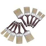 10 Pack -Polyester Bristle Paint Brush Value Set W/ Contoured Handles - For Any Professional Paint Job, Oil Stain, Watercolor, Art & Craft Project; Use For Professional & Amateur Projects - By Katzco