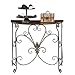 French Country Antique Black Metal Scrollwork, Barthes Console Table with Half-moon Tabletop Is the Perfect Spot to Display Your Favorite Accents