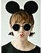 CHuangQi 12 pcs Mouse Ears Headbands, Solid Black & Rose Red Bow for Boys and Girls Birthday Party