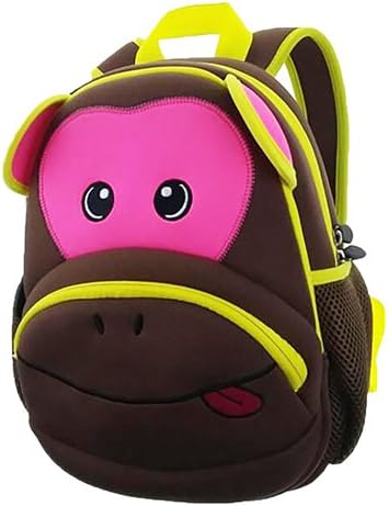 Qrose Preschool Little Kid Backpack Neoprene Animal (Monkey Grey)