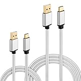 HI-CABLE USB C Cable,(3-Feet+10-Feet) 2Pack Short and Long Nylon Braided Type C Fast Charging Cord for Google Pixel XL,Nexus 6P/5X,LG G6 G5 V20,Huawei Mate 9,Lumia 950,HTC 10,More (Silver)