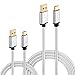 USB C Cable, HI-CABLE USB Type C to USB Fast Charger Cable 2-Pack (3ft+10ft) Nylon Braided Charging Cord for Samsung Galaxy S9/S8 Plus/Note 8, LG V30 V20 G5 G6, Moto Z/Z2, Google Pixel 2 XL (Silver)