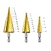 JelBo Step Drill Bit Set, HSS Cone High Speed Steel Metal Straight Groove Hole Cutting Drill Bits Sharpener, 1/4