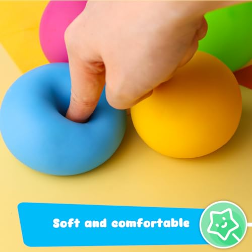 AMOR PRESENT 4PCS Dough Squeeze Balls, Color Changing Fidget Toy Stretchy Stress Balls for Teens Anxiety Relief Autism Hand Exercise 4 Colors
