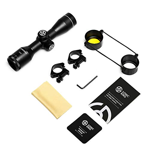 SONICKING 4x32 Compact Rifle Scope Crosshair Optics Hunting Gun Scope with 20mm Free Mounts