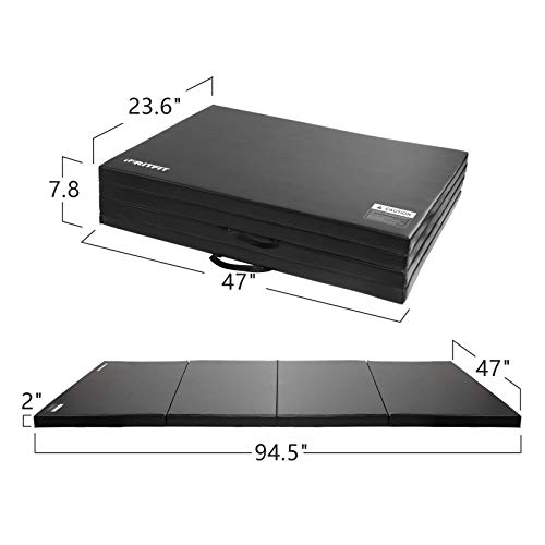 RitFit Upgraded Folding Exercise Mat, 2 Inch Thick Gymnastics Mat with