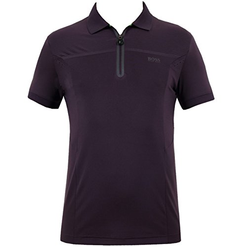 Hugo Boss Men's Pavotech Purple Short Sleeve Zip Golf Stretch Polo