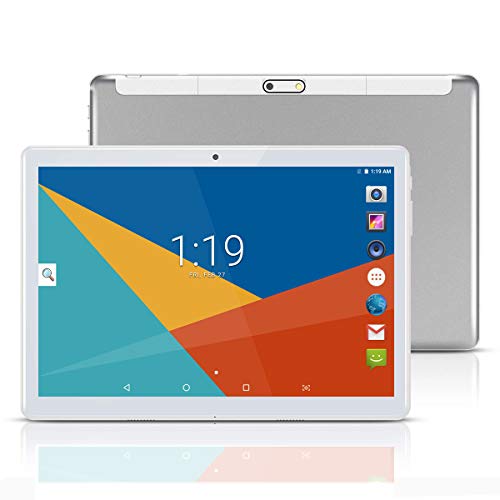 Android Tablet|10 Tablets PC 10.1″ Inch,HD,3G, WiFi, GPS, GSM, Octa Core, 64GB ROM, 4GB RAM, Dual Sim Card, 1920×1200 IPS, (Silver (3G Network)