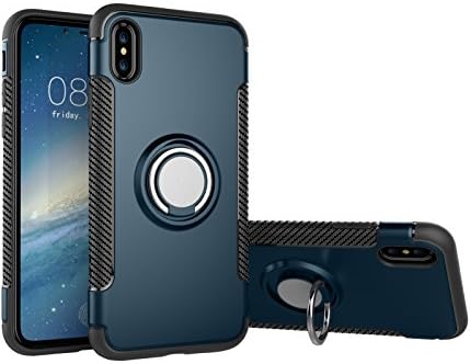 Galaxy Note 8 Case, Felico Note 8 Kickstand Cover Hybrid Protective Case 360 Degree Rotating Ring Holder Dual Layer Shockproof Magnetic Car Mount Case for Samsung Galaxy Note 8 (Navy)
