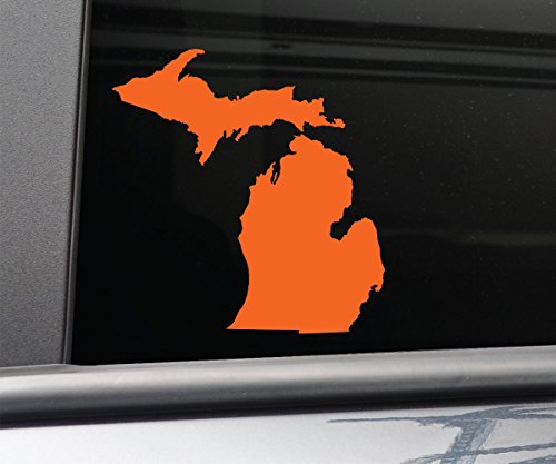 Michigan Vinyl Decal Laptop Car Truck Bumper Window Sticker, 5.5" x 5.25", Orange
