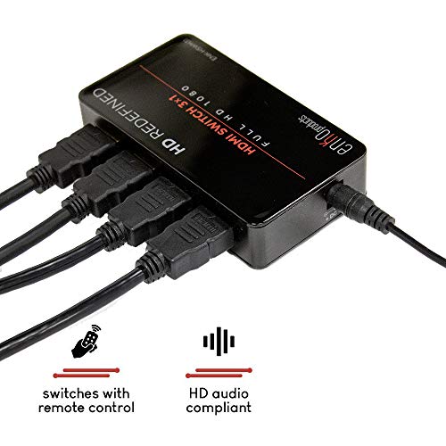 enKo 3 Ports HDMI Switch Hub 3x1 Switch Splitter Includes IR Remote Supports Full 1080P 3D Player - Thumbnail 5
