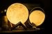 KUNGKEN Rechargeable 3D Printing Moon Lamp Premium Touch Control Luna Night Light Dimmable 2 Colors LED Mood Lamp with Magnetic Wooden Mount 8.67IN