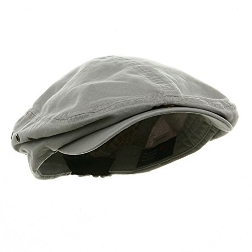 Washed Canvas Golfing Beret Ivy Ascot Cabbie Cap Light Grey