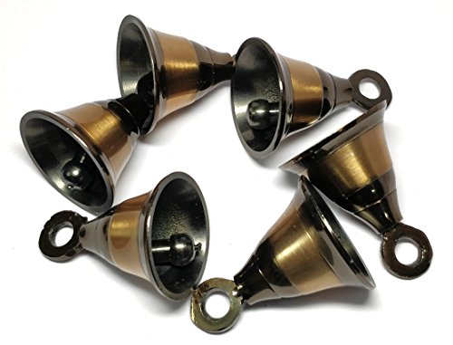 Pack of 6 Decorative Brass Bells Door Home Wedding Decor Polished Bells Nickel Champagne Gold Finish (Champagne Gold Finish) - Thumbnail 7