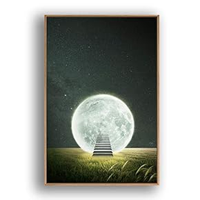 Framed Canvas Wall Art for Living Room, Bedroom Moon with Bright Canvas Prints for Modern Home Decoration Ready to Hang - 16"x24" inches