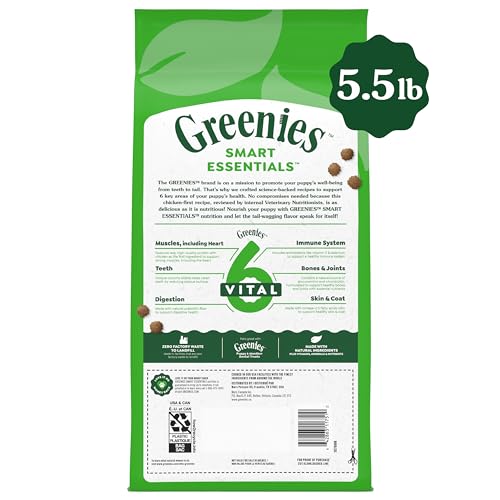 GREENIES SMART ESSENTIALS PUPPY HIGH PROTEIN DRY DOG FOOD REAL CHICKEN & BROWN RICE RECIPE, 5.5 LB. BAG