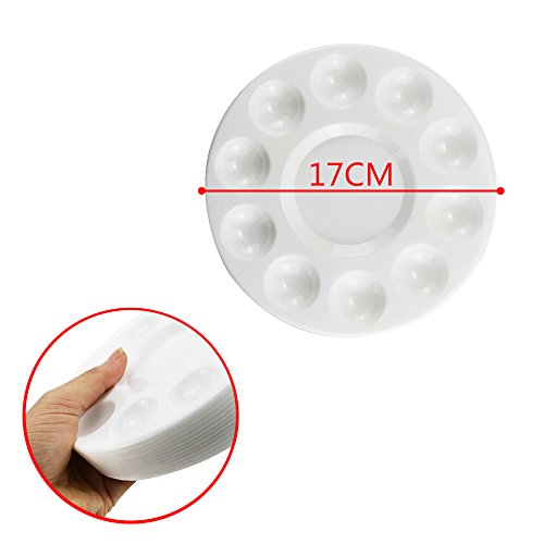 Weoxpr White Generic Round Paint Tray Palettes for DIY Craft Professional Art Painting - 12 Pack