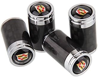 Carbon Fiber Car Tire Air Valve Caps Stem Cover For Cadillac Emblem Decoration