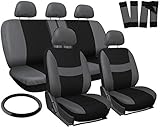 OxGord Car Seat Cover - Gray/Black fits Car, Truck, Van, SUV - Full Set