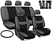 OxGord Car Seat Cover - Gray/ Black fits Car, Truck, Van, SUV - Full Set
