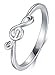 BORUO 925 Sterling Silver Ring - Stackable Music Note Band - Comfort Fit Silver Rings Women - Music Note Silver Band Ring - Fine Jewellery Stackable Ring, 2mm, Size 4-12