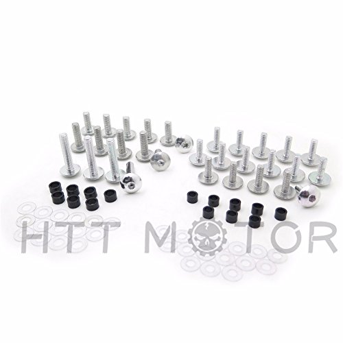 XKMT GROUP Motorcycle Silver Normal Round Fairing Bolts Screw Kit For 2000 2001 2002 2003 Suzuki GSXR 750/ 2001 2002 GSX-R 1000