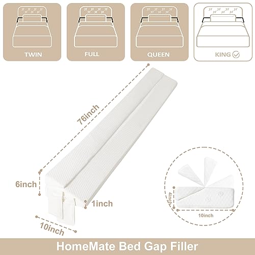 HomeMate King 76" Foldable Bed Wedge Pillow for Headboard Upgraded