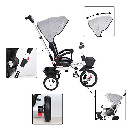 BOOWAY Baby Trike, 6in1 Kids Stroller Tricycle with Adjustable Push