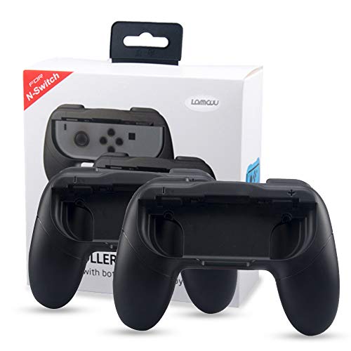 Lammcou Joy Con Grip for Nintendo Switch, Comfort Handle Case for Switch Joy-Cons Controller - Black ( 2-pack)