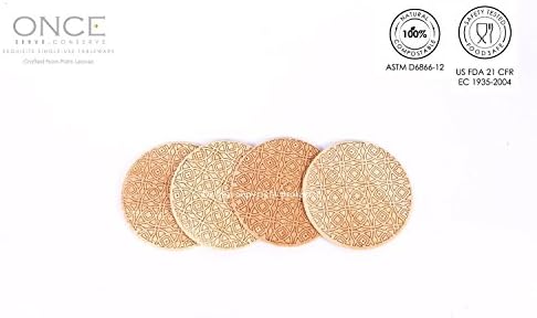 ONCE Tableware - Designer Coasters - Round (Size : Dia 3.10 inches)-Set of 50 Ecofriendly Disposable Palm Leaf Coasters