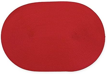 Ziczac Oval Placemat in Red (Set of 4)