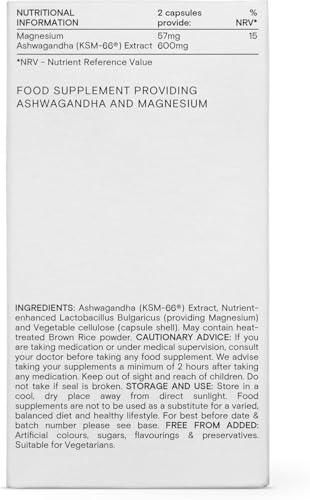 WILD NUTRITION Food-Grown Ashwagandha KSM 66 Plus | Ethically Sourced Ashwagandha Capsules to Support Mind and Body | Tablets to Support Stress and Anxiety | 60 Capsules