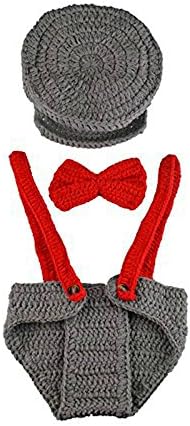 SIKEMAI Newborn Photography Props Outfits - Baby Boy/Girl Knitted Hat Pants Pilot Costume Set