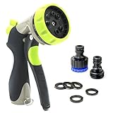 Garden Hose Nozzle Sprayer by DigHealth(TM)-Full Metal, High Pressure and Heavy Duty, 8-in-1 Adjustable Pattern, Pistol Grip Front Trigger, Ideal for Watering Plants, Car Wash and Showering Pets