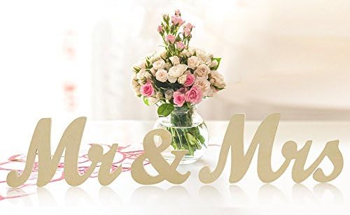 Mr &amp; Mrs Wedding Letters Sign - Vintage Style Wooden DIY Decor for Wedding Decoration Table Decor