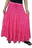 Boho Hippie Tiered Women's Maxi Skirt Mogul Vintage Long Skirt Pink Sequin Skirts