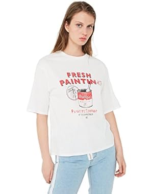 Mango Women's Printed Cotton T-Shirt