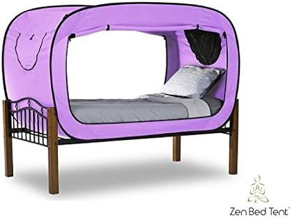 ZEN BED TENT - Privacy and seclusion for naps, studying, bedtime, or fun. Pop up for better sleep. (Twin Bed, Lavender)