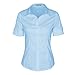 SUNNOW Womens Tailored Short Sleeve Basic Simple Button-down Shirt with Stretch