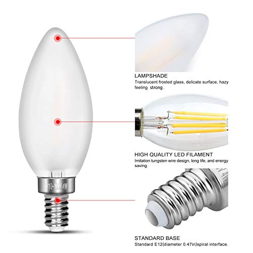 CarryBC Dimmable LED Candelabra Bulb Soft White , 2700k 40W Equivalent