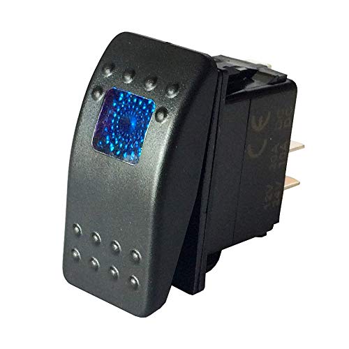 MGI SpeedWare LED Marine Rocker Switches 12V 20A, 3 Pack - SPST On-Off (Blue)